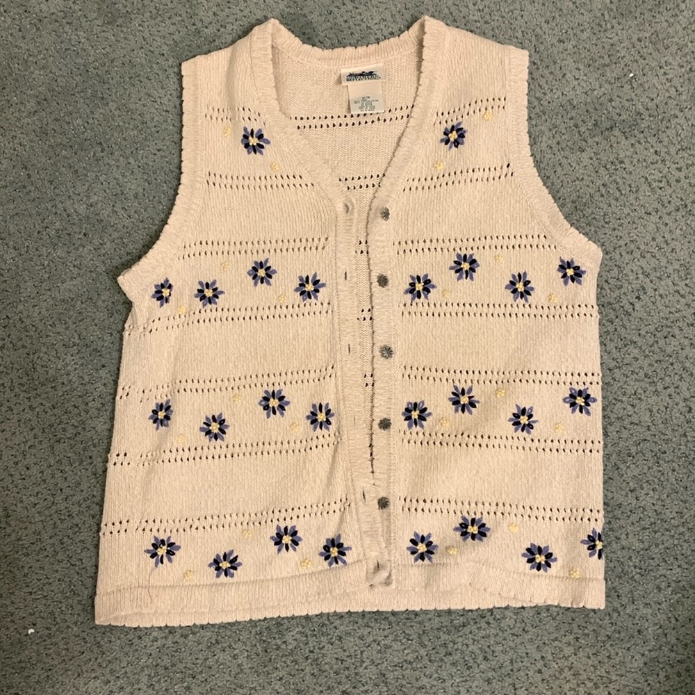 flower embroider knit vest